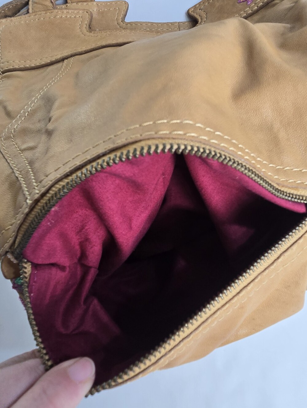 Lucky Brand Crossbody Messenger Purse Bag Abbey Road Brown Leather Fold Over Y2k - Picture 6 of 11